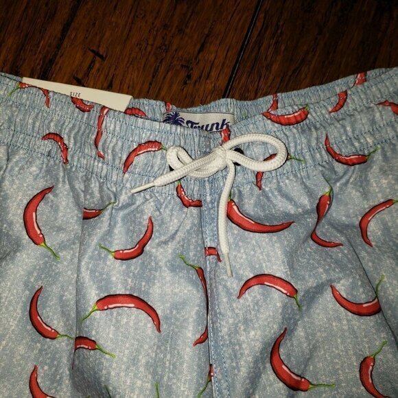 TRUNKS‎ Surf & Sun Co Blue Red Chili Pepper Novelty Mens Swim Sz M Quick Dry New - Picture 11 of 13